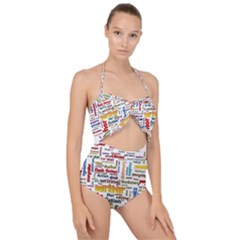 Writing Author Motivation Words Scallop Top Cut Out Swimsuit