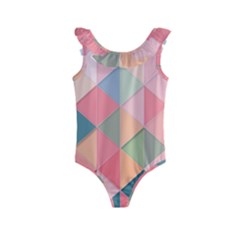 Background Geometric Triangle Kids  Frill Swimsuit by Sapixe