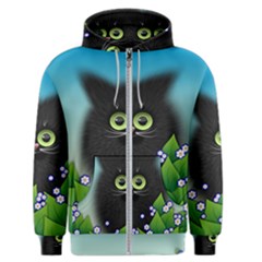 Kitten Black Furry Illustration Men s Zipper Hoodie by Sapixe