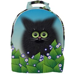 Kitten Black Furry Illustration Mini Full Print Backpack by Sapixe