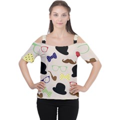 Moustache Hat Bowler Bowler Hat Cutout Shoulder Tee