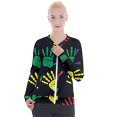 Handprints Hand Print Colourful Casual Zip Up Jacket