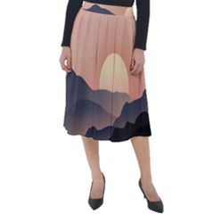 Sunset Sky Sun Graphics Classic Velour Midi Skirt  by HermanTelo