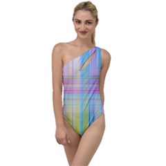 Texture Abstract Squqre Chevron To One Side Swimsuit by HermanTelo