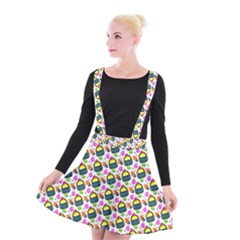 Sweet Dessert Food Cake Pattern Suspender Skater Skirt