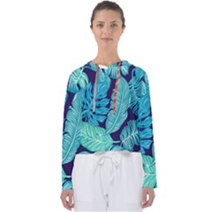 Tropical Greens Leaves Banana Women s Slouchy Sweat