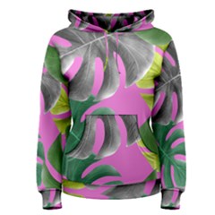 Tropical Greens Pink Leaf Women s Pullover Hoodie by HermanTelo