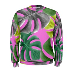 Tropical Greens Pink Leaf Men s Sweatshirt by HermanTelo