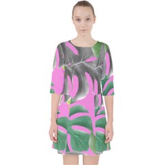 Tropical Greens Pink Leaf Pocket Dress by HermanTelo