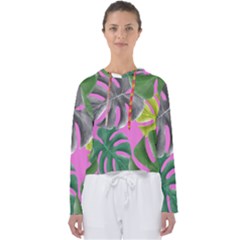 Tropical Greens Pink Leaf Women s Slouchy Sweat by HermanTelo