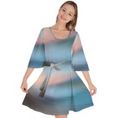 Wave Background Velour Kimono Dress