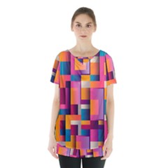 Abstract Background Geometry Blocks Skirt Hem Sports Top