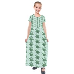 Aloe Plants Pattern Scrapbook Kids  Short Sleeve Maxi Dress by Bajindul