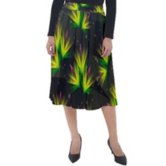 Floral Abstract Lines Classic Velour Midi Skirt  by Bajindul