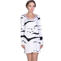 Sky Birds Flying Flock Fly Long Sleeve Nightdress by Bajindul