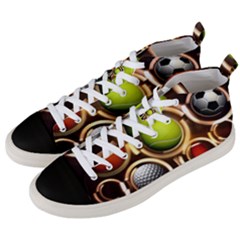 Sport Ball Tennis Golf Football Men s Mid-top Canvas Sneakers by Bajindul