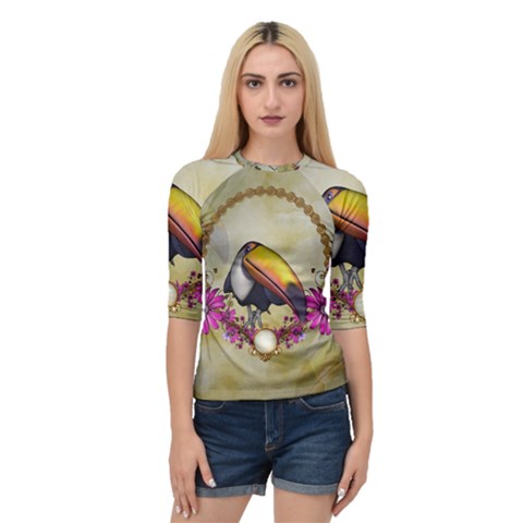 Cute Funny Coutan With Flowers Quarter Sleeve Raglan Tee by FantasyWorld7