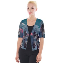 Astronaut Moon Space Planet Cropped Button Cardigan by Pakrebo