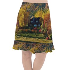 Outdoor Landscape Scenic View Fishtail Chiffon Skirt