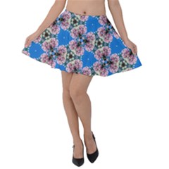 Pattern Sequence Motif Design Plan Floral Velvet Skater Skirt by Pakrebo