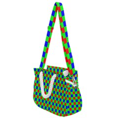 Check Pattern Red, Green, Blue Rope Handles Shoulder Strap Bag