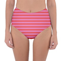 Love Sick - Bubblegum Pink Stripes Reversible High-waist Bikini Bottoms by WensdaiAmbrose