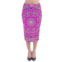 From The Sky Came Flowers In Calm Bohemian Peace Velvet Midi Pencil Skirt by pepitasart