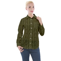 Vintage Wallpaper Vintage Women s Long Sleeve Pocket Shirt