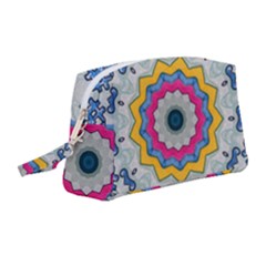 Kaleidoscope Bright Flower Mandala Wristlet Pouch Bag (medium) by Pakrebo