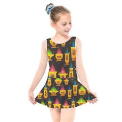 Pattern Non Seamless Objects Pots Kids  Skater Dress Swimsuit by Pakrebo