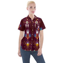 Background Pattern Non Seamless Women s Short Sleeve Pocket Shirt