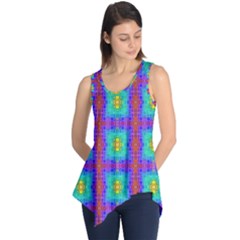 Groovy Green Orange Blue Yellow Square Pattern Sleeveless Tunic by BrightVibesDesign