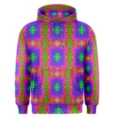 Groovy Purple Green Pink Square Pattern Men s Pullover Hoodie by BrightVibesDesign