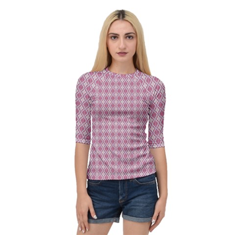 Argyle Light Red Pattern Quarter Sleeve Raglan Tee by BrightVibesDesign