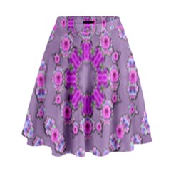 Beautiful Floral Wreaths And Flowers Around The Earth High Waist Skirt