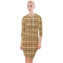 Cute Flowers Pattern Yellow Quarter Sleeve Hood Bodycon Dress by BrightVibesDesign