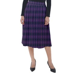 Argyle Dark Pink Black Pattern Classic Velour Midi Skirt  by BrightVibesDesign