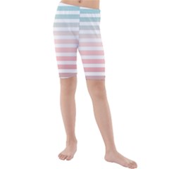 Horizontal Pinstripes In Soft Colors Kids  Mid Length Swim Shorts by shawlin