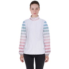 Horizontal Pinstripes In Soft Colors Women s High Neck Windbreaker by shawlin