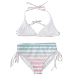 Horizontal Pinstripes In Soft Colors Kids  Classic Bikini Set by shawlin