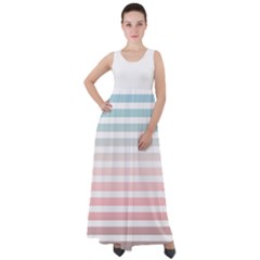 Horizontal Pinstripes In Soft Colors Empire Waist Velour Maxi Dress by shawlin