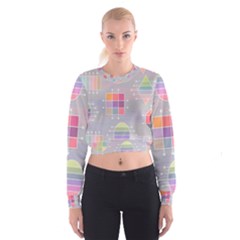 Pastels Shapes Geometric Cropped Sweatshirt by Nexatart