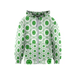 White Background Green Shapes Kids  Zipper Hoodie by Nexatart