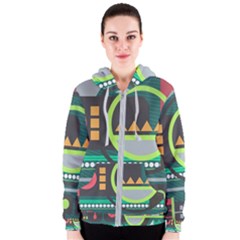 Background Colors Abstract Shapes Women s Zipper Hoodie by Nexatart