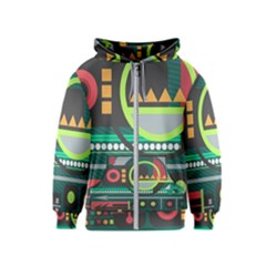 Background Colors Abstract Shapes Kids  Zipper Hoodie by Nexatart