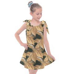 Scrapbook Leaves Decorative Kids  Tie Up Tunic Dress by Nexatart