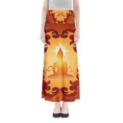 Buddah With Light Effect Full Length Maxi Skirt by FantasyWorld7