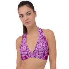 Happy Florals  Giving  Peace Ornate Halter Plunge Bikini Top by pepitasart