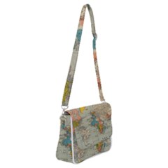 World Map Vintage Shoulder Bag With Back Zipper by BangZart