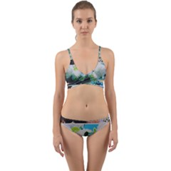 Faded Snowball Branch Collage (ii) Wrap Around Bikini Set by okhismakingart